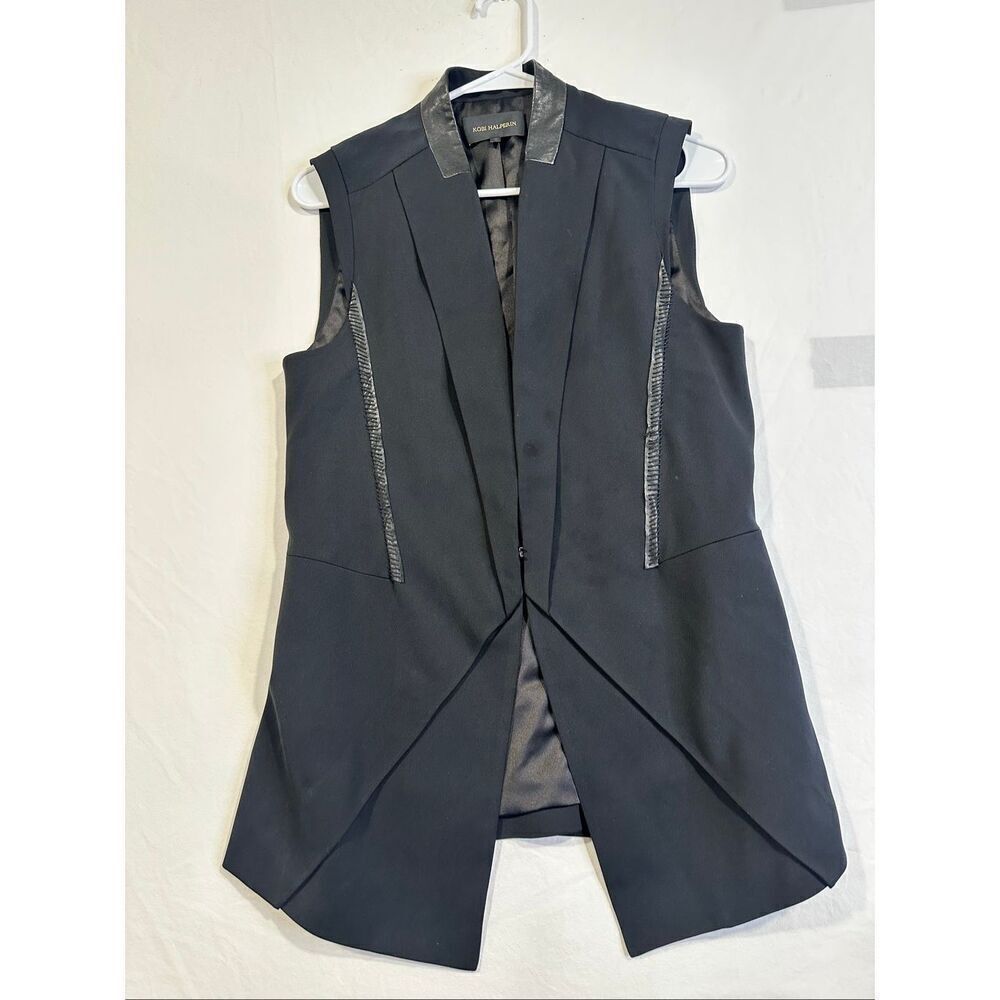 Kobi Halperin leather accented black vest, size 10